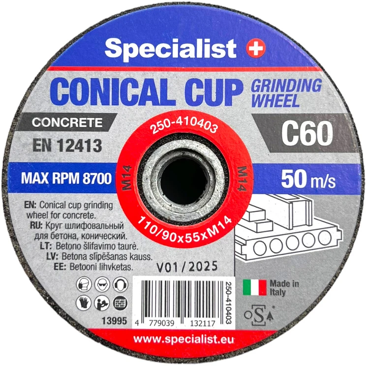 SPECIALIST+ betono šlif. taurė C60, 110/90x55xM14 mm