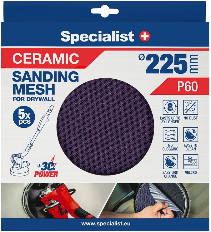 Specialist+ keramikinis tinklelis MESH 225 mm, P60, 5 vnt.