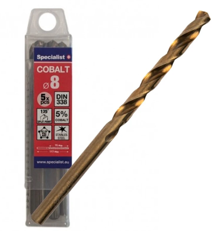 Grąžtas metalui Specialist Cobalt; 8x117 mm; 5 vnt.