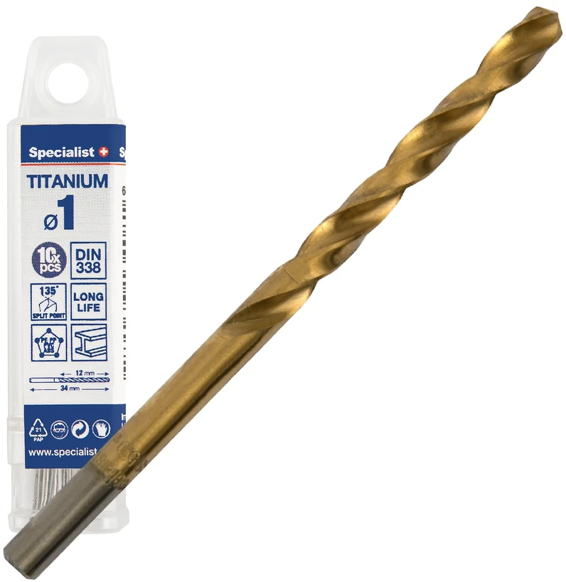 SPECIALIST+ metalo grąžtas TITAN, 1 mm, 10 vnt.