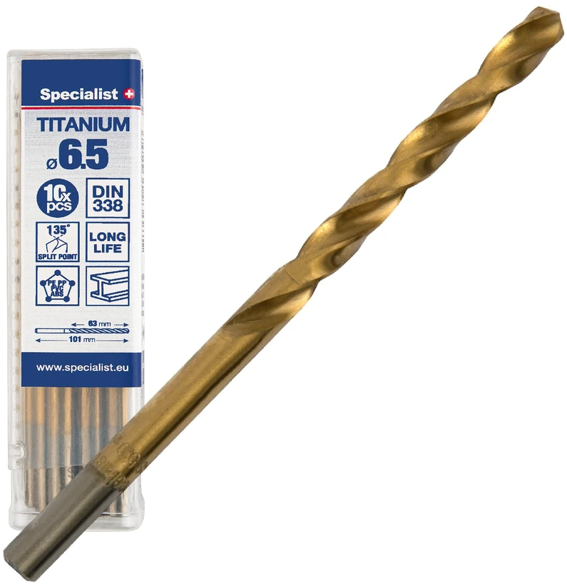 SPECIALIST+ metalo grąžtas TITAN, 6.5 mm, 10 vnt.