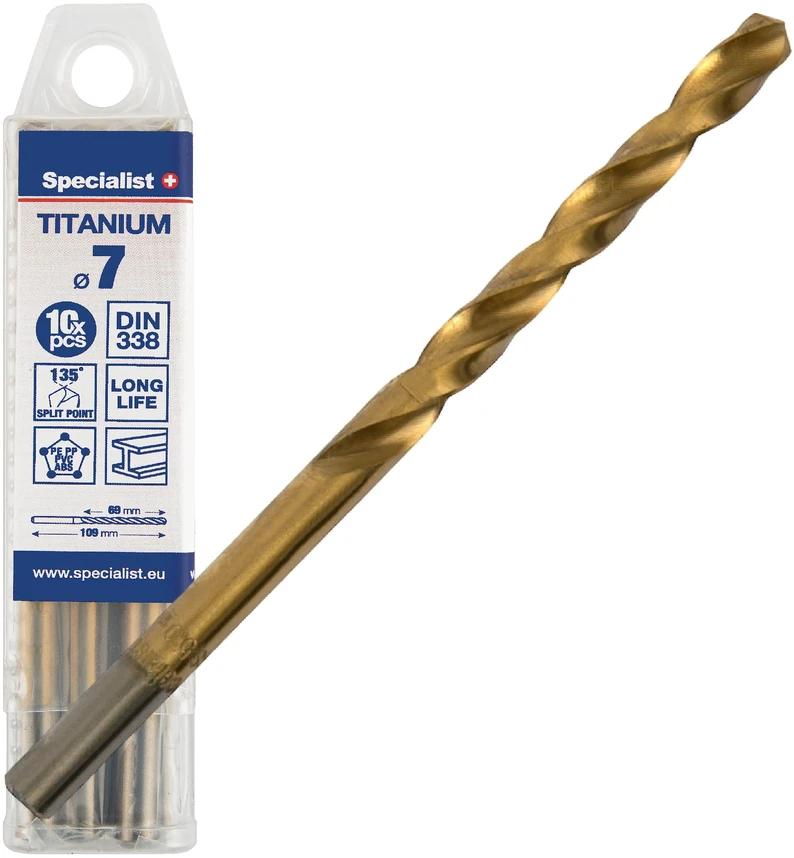 SPECIALIST+ metalo grąžtas TITAN, 7 mm, 10 vnt.
