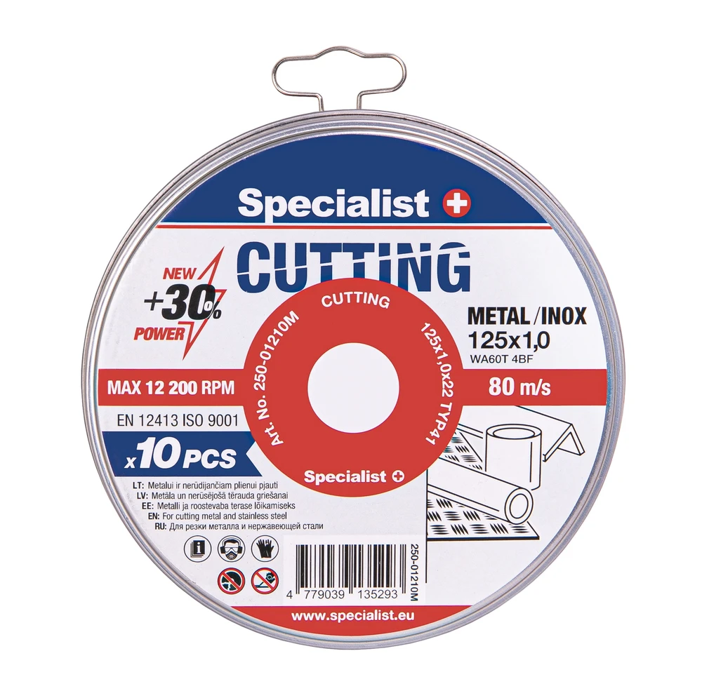 SPECIALIST+ metalo pj.diskas CUTTING, 125x1x22 mm 10 vnt. metal. d