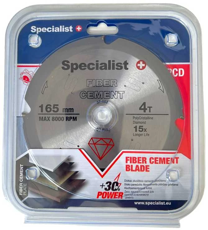SPECIALIST+ pj. diskas pluošt. cementui, 4T 165 x 20 mm