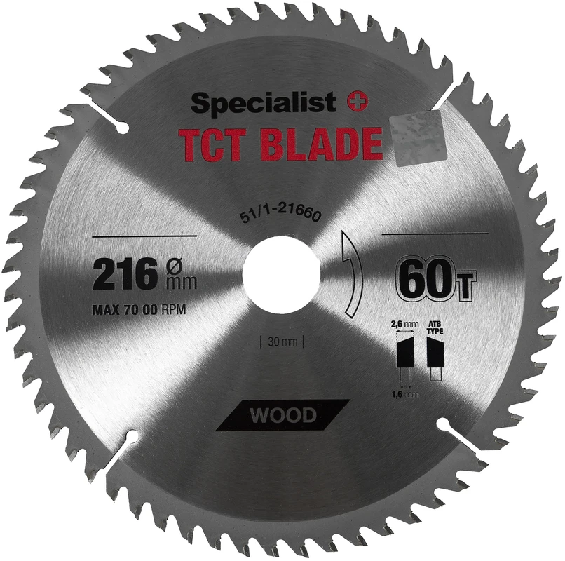 Pjovimo diskas medienai Specialist+ Wood; 216x30/20 mm; Z60