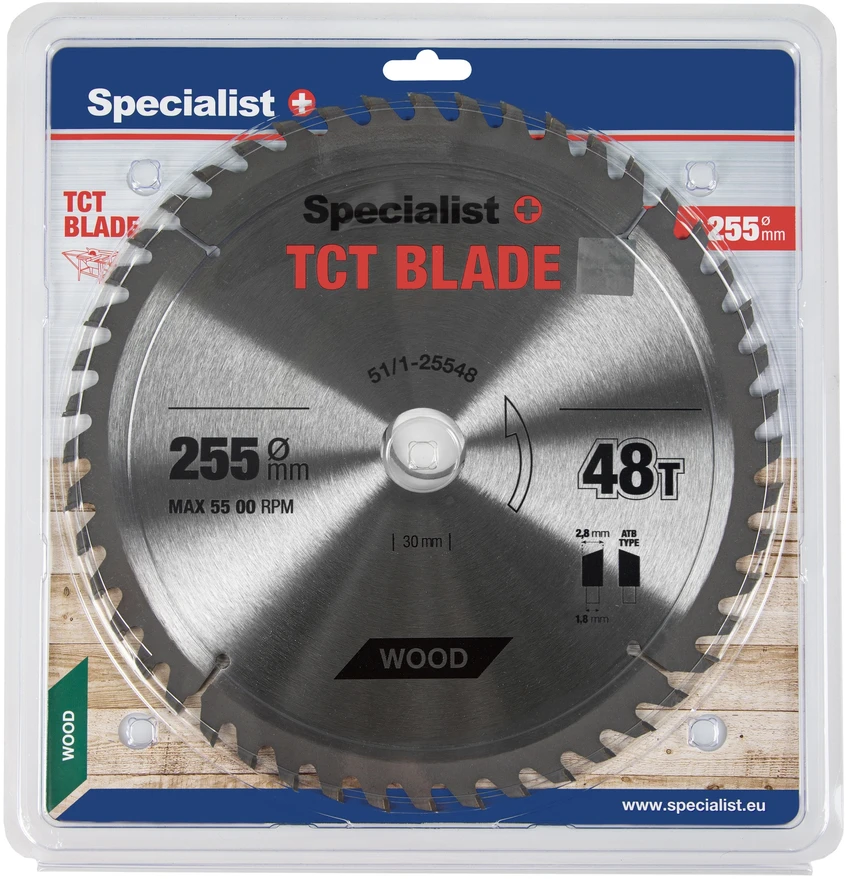 Pjovimo diskas medienai Specialist+ Wood; 255x30/25,4 mm; Z48