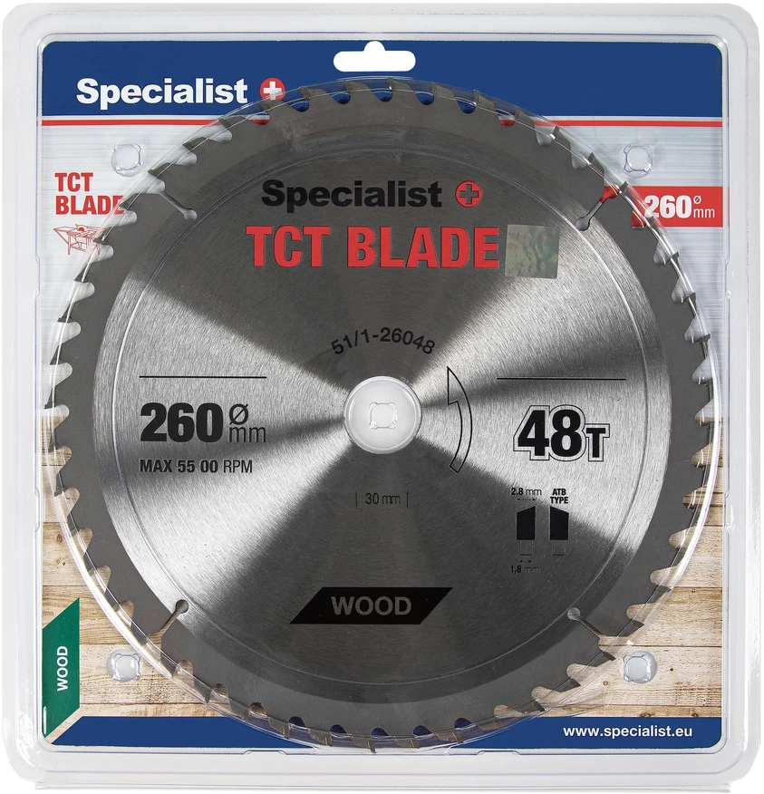 Pjovimo diskas medienai Specialist+ Wood; 260x30 mm; Z48