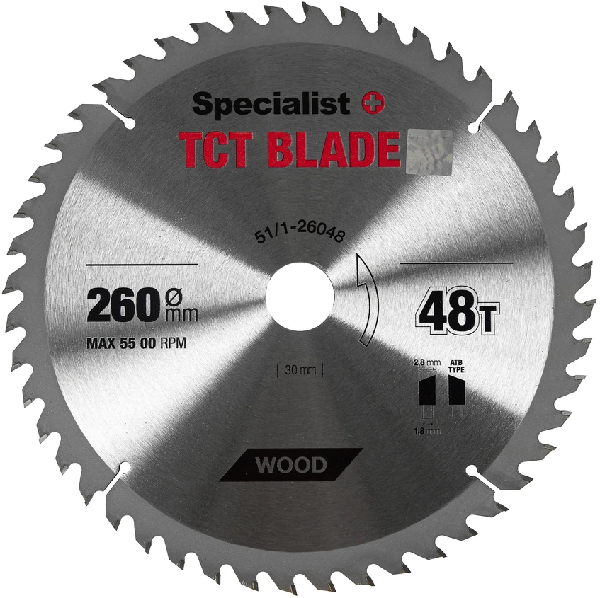 Pjovimo diskas medienai Specialist+ Wood; 260x30 mm; Z48