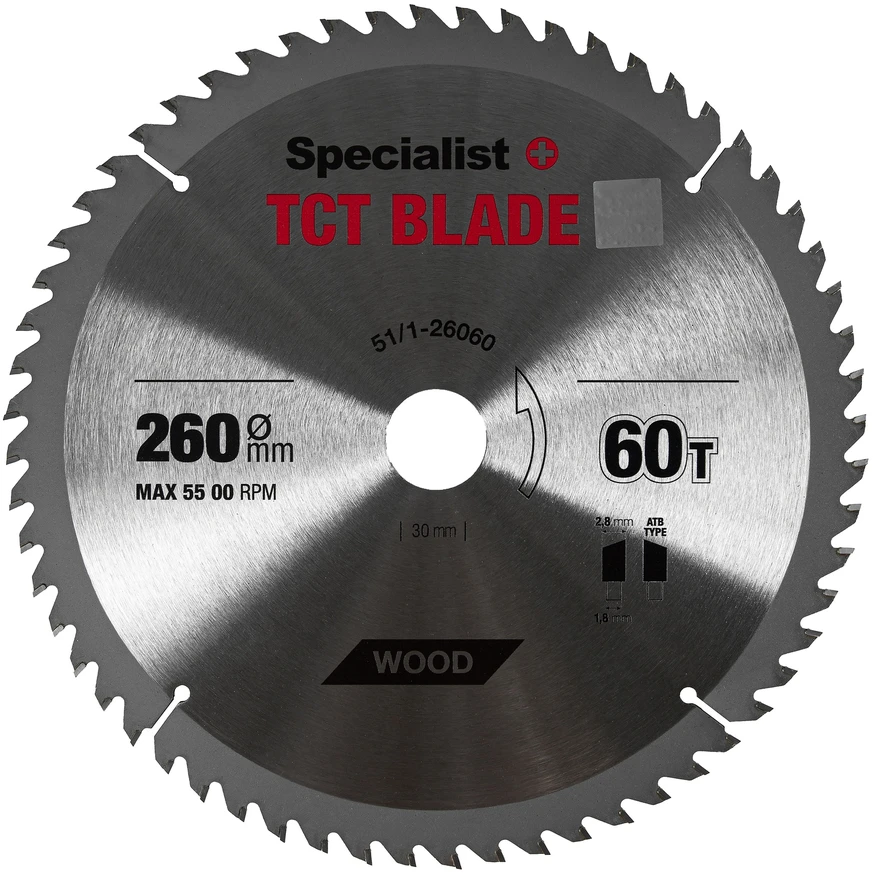 Pjovimo diskas medienai Specialist+ Wood; 260x30 mm; Z60