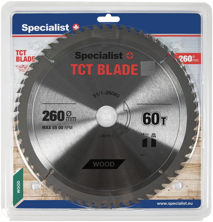 Pjovimo diskas medienai Specialist+ Wood; 260x30 mm; Z60
