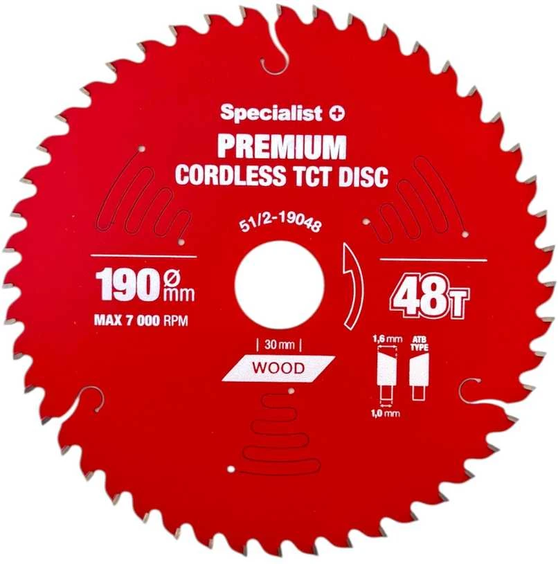 Pjovimo diskas 190x48Tx30mm, Cordless PREMIUM, SPECIALIST+