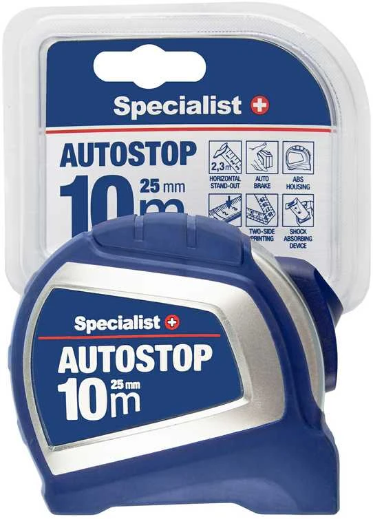 SPECIALIST+ ruletė AUTOSTOP 10 m, 25 mm