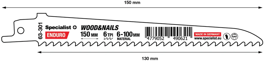 SPECIALIST+ ties. pjūklas medienai su vinimis, 150 mm, 6TPI