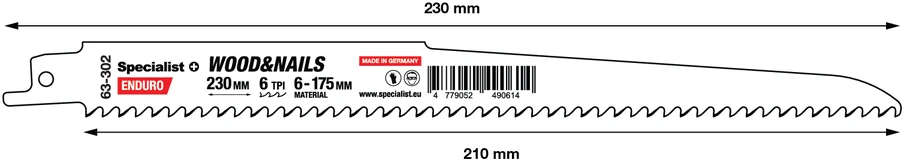 SPECIALIST+ ties. pjūklas medienai su vinimis, 230 mm, 6TPI