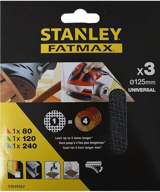 Stanley Šlif. tinklelių rink. VELCRO 125 mm