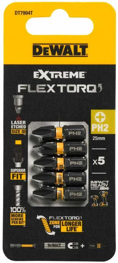 DEWALT KOŃCÓWKA UDAR. PH2x25 /5szt. EXTREME IMPACT TORSION