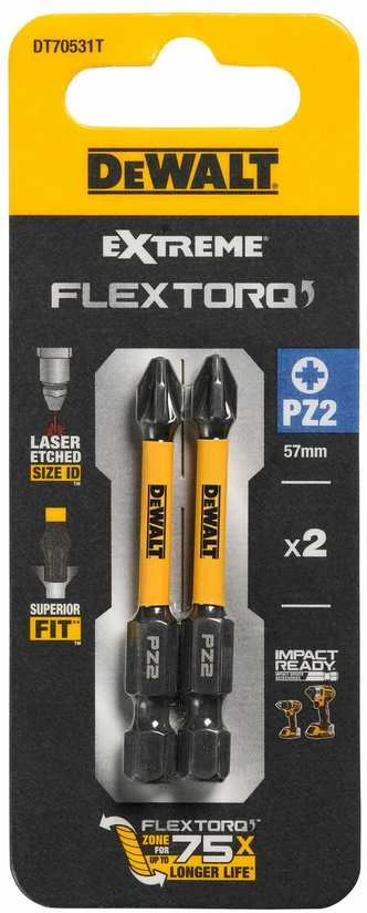 DEWALT IMPACT BIT PZ2x50 2 vnt. YPATINGAS POVEIKIO TORSIJA