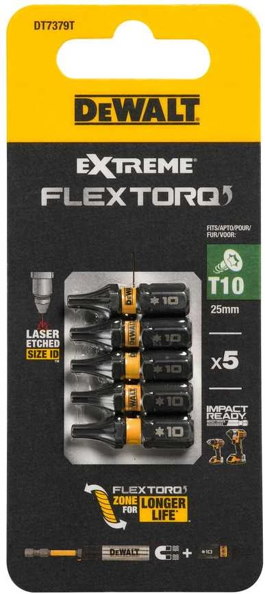 DEWALT KOŃCÓWKA UDAROWA T10x25 5szt. EXTREME IMPACT TORSION
