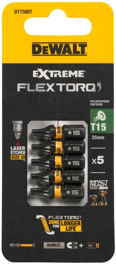 DEWALT KOŃCÓWKA UDAROWA T15x25 5szt. EXTREME IMPACT TORSION