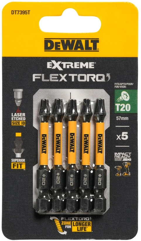 Smūginių sukimo antgalių rinkinys DeWalt DT7395T-QZ (5 vnt.)
