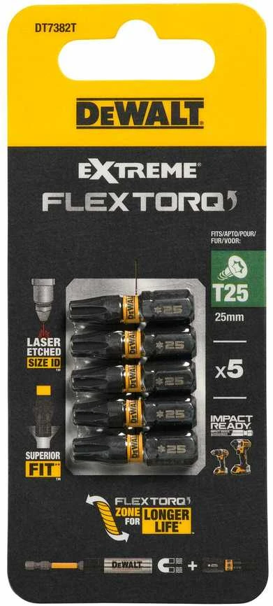 Sukimo antgaliukai FLEXTORQ T25 25 mm, DeWALT, 5 vnt.