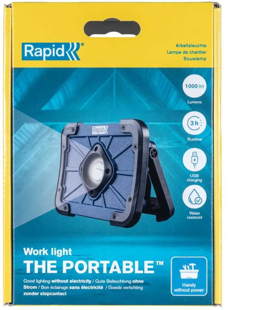 Šviestuvas su integruota ličio jonų baterija THE PORTABLE, 1000 Lm., RAPID