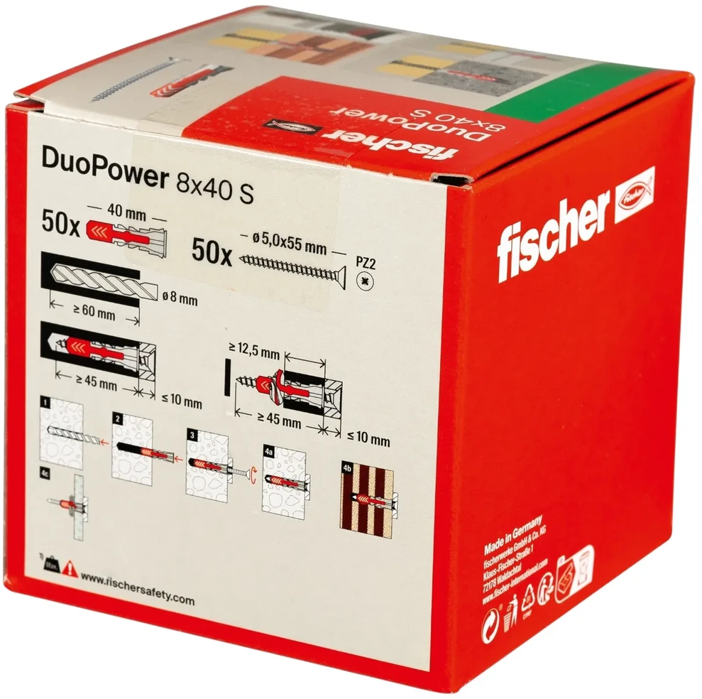 Kaištis Fischer DuoPower, 40 mm x 8 mm, 50 vnt.