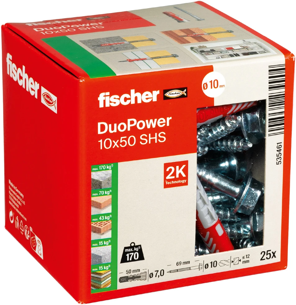 Kaištis Fischer DuoPower, 50 mm x 10 mm, 25 vnt.