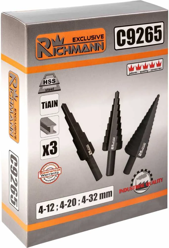 Grąžtas Žing. grąžtai „RICHMANN“ 4-32 mm, 3 vnt.