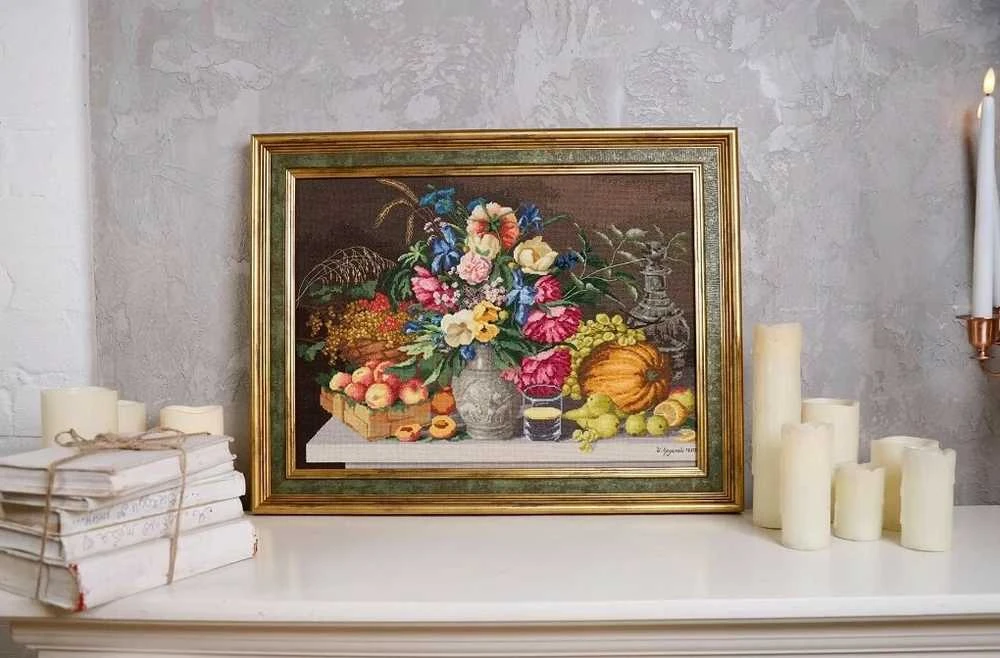 Beldizart Skaičiuojamos kryžiuko siuvinėjimo rinkinys "Gėlės ir vaisiai. 1839" 47,5x35,2 cm S/MK094