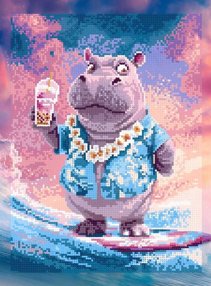 Diamond painting begemotas ant banglentės