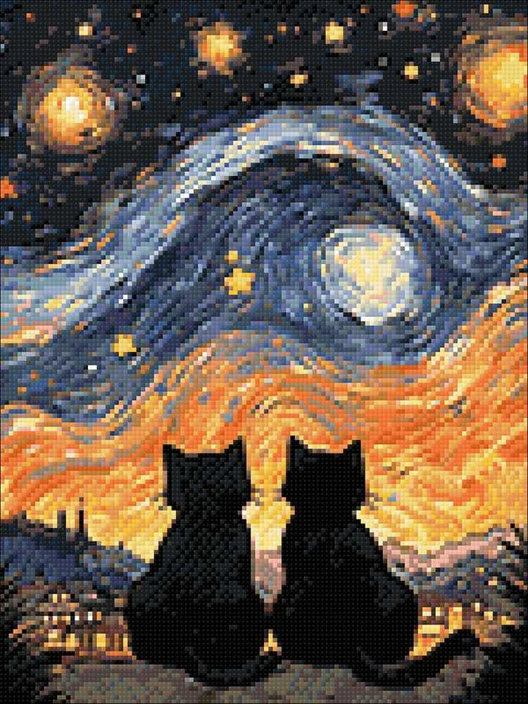 Wizardi Beldizart Deimantų paveikslėlio rinkinys "Katės romansas" 30x40 cm WD3208