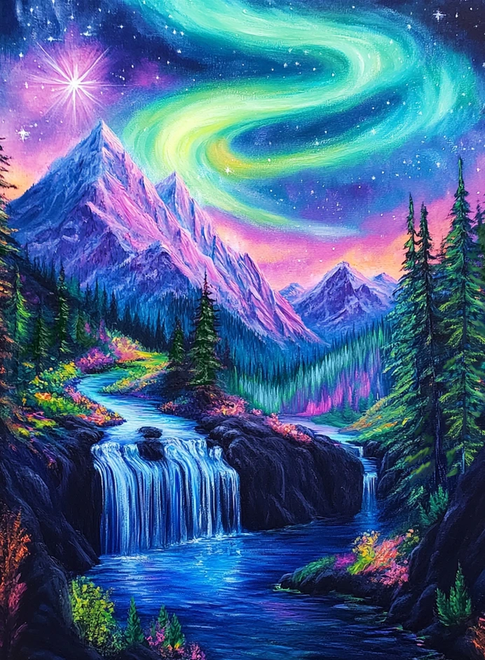 Beldizart Deimantinio dažymo rinkinys su porėmiu "Šiaurės pašvaistė" 30x40 cm VA864