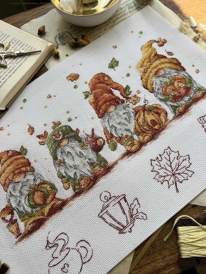 Andriana Beldizart Kryželio siuvinėjimo rinkinys "Rudens nykštukai" 32х21,5 cm SANO-34