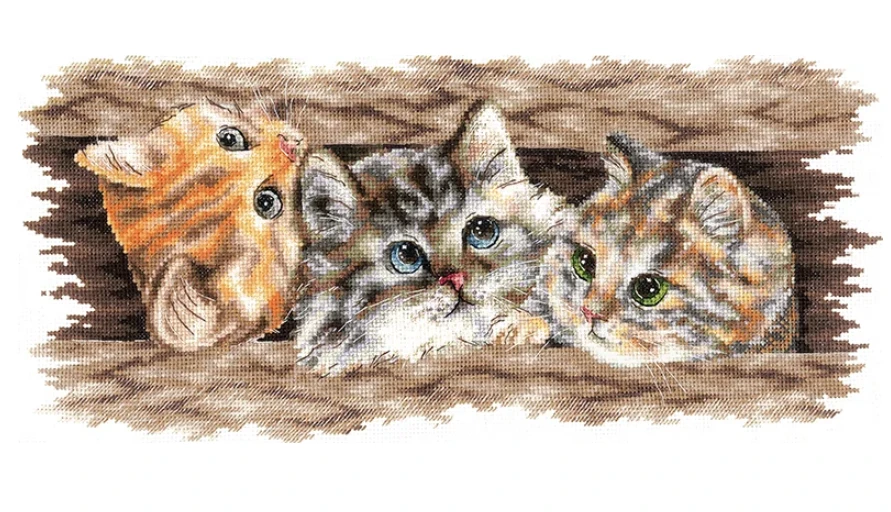 Beldizart Kryželio siuvinėjimo rinkinys "Pūkuotas trio" 35 х 14,5 cm SANP-69