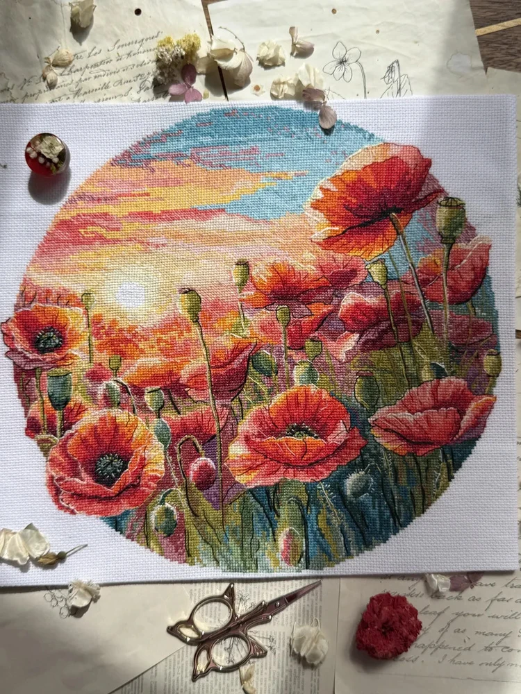Beldizart Siuvinėjimo kryželiu rinkinys "Saulė aguonose" 29 x 27 cm SANS-85