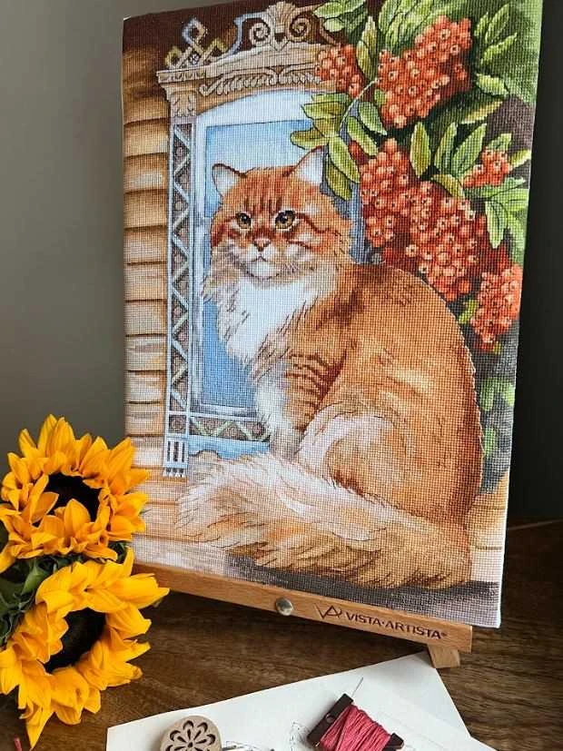 Beldizart Kryželiu siuvinėjimo rinkinys "Imbiero katė" 26,5 x 37,5 cm SANR-59