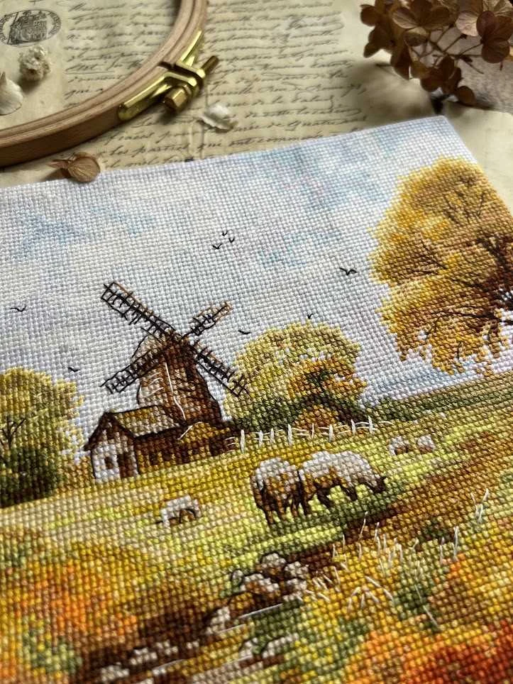 Andriana Beldizart Kryželio siuvinėjimo rinkinys "Prie seno malūno" 19x19 cm SANU-09