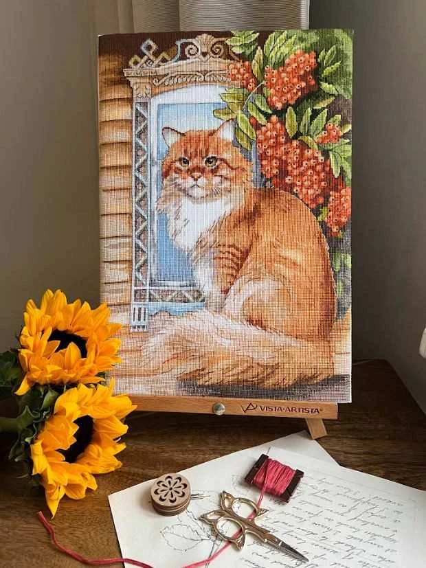 Beldizart Kryželiu siuvinėjimo rinkinys "Imbiero katė" 26,5 x 37,5 cm SANR-59