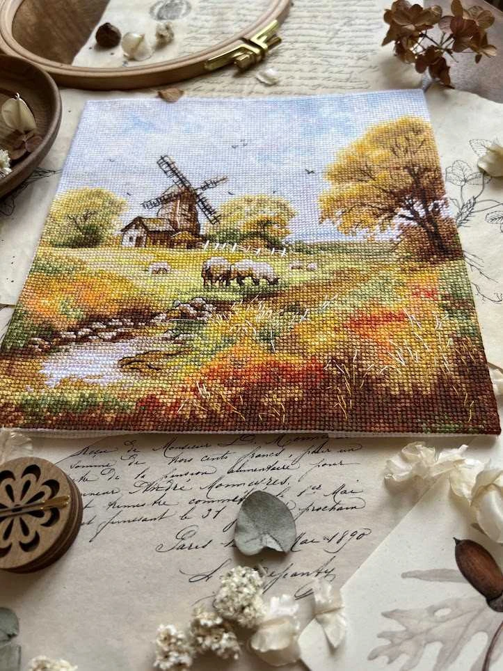 Andriana Beldizart Kryželio siuvinėjimo rinkinys "Prie seno malūno" 19x19 cm SANU-09