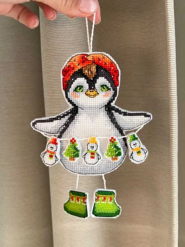 Beldizart Kryželiu siuvinėjimo rinkinys "Pingvinas su girlianda" 11 х 14,5 cm SANP-70