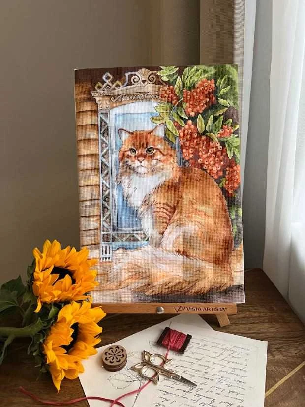 Beldizart Kryželiu siuvinėjimo rinkinys "Imbiero katė" 26,5 x 37,5 cm SANR-59