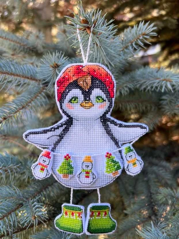 Beldizart Kryželiu siuvinėjimo rinkinys "Pingvinas su girlianda" 11 х 14,5 cm SANP-70