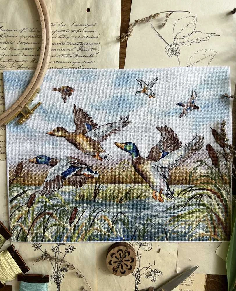 Beldizart Kryželiu siuvinėjimo rinkinys "Skrendančios antys" 25,5 х 19,5 cm SANL-26