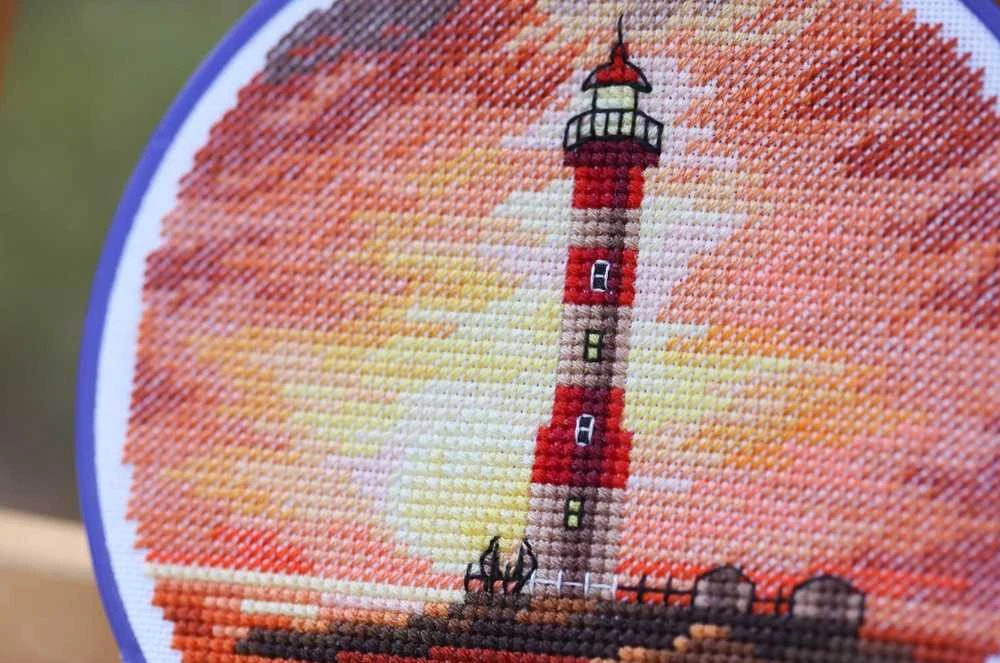 Beldizart Kryželiu siuvinėjamas rinkinys "Švyturys saulėlydyje" 11x11 cm S/M023