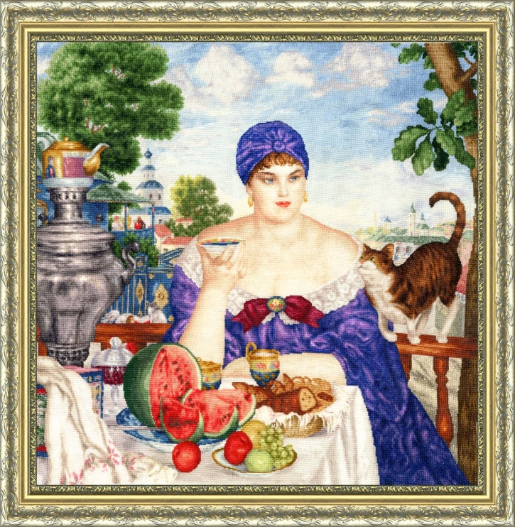 Beldizart Kryželiu siuvinėjimo rinkinys "Pirklė prie arbatos" 55.5x55 cm S/MK117