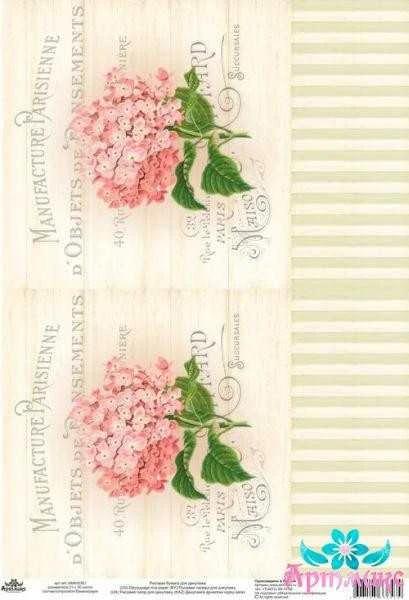 Beldizart Ryžių kortelė dekupažui "Vintage motyvai, hortenzija Nr. 5" dydis: 21*30 cm AM400361D