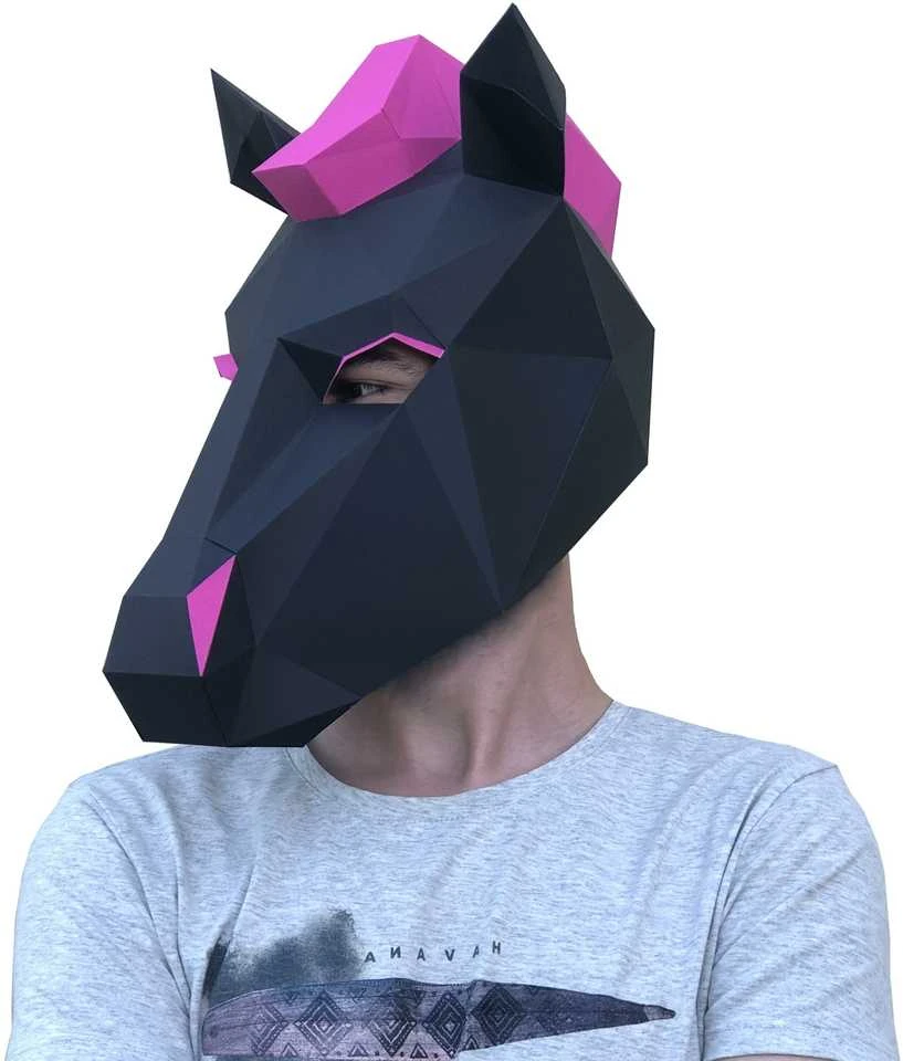 Beldizart SALE Wizardi 3D popieriaus gaminimo rinkinys Arklys Neoninė kaukė PP-3KON-2BM