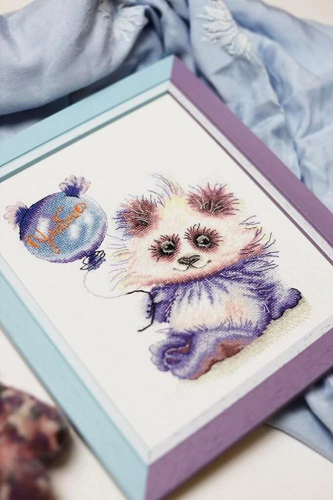 Beldizart (Nutrauktas) Kryželiu siuvinėjimo rinkinys "Panda su kamuoliu" 16.8 × 13.6 cm S/VK059
