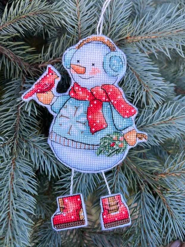 Beldizart Siuvinėjimo kryželiu rinkinys "Sniego senis su paukščiu" 10,5 х 14 cm SANS-80
